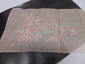 Vintage Silk Glentek Scarf 42" x 9" pink color with red flower tree design Japan - Picture 1 of 9