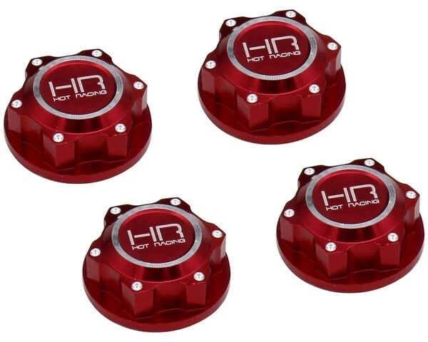 Hot Racing Serrated Dirt Shield Wheel Nuts Red for Arrma 1/5 Afe10m02