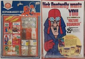 Vintage 1970 A-OK SUPERMARCHÉ ENSEMBLE rack jouet courses farfelues ÉPAISSES DASTARDLY céréales