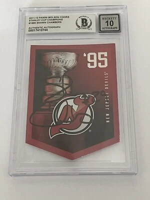 Shawn Chamber Signed  1995 NJ Devils Stanley Cup Card IP Slabbed Beckett BAS a - Image 1 of 3