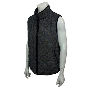 Haven Outerwear Men's 2XL Gray Herringbone Quilted Poly Filled Vest Cotton Shell - Picture 1 of 9