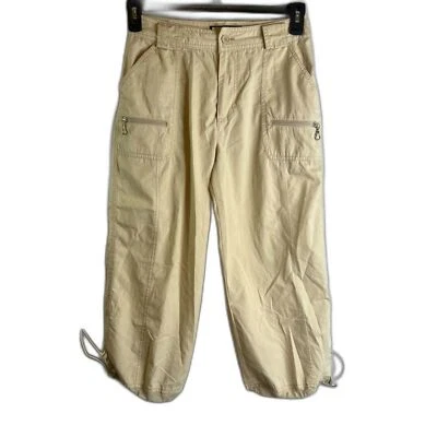 Havana Jacks Cafe Cargo Khaki Capri Pant Size 6P Casual Gorpcore Cinch Leg - Image 1 of 4