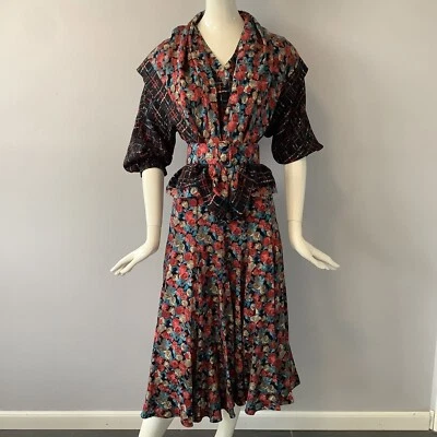 Juego de 4 piezas estampado floral rosa vintage Diane Freis original 100 % seda  Foto 1 de 4