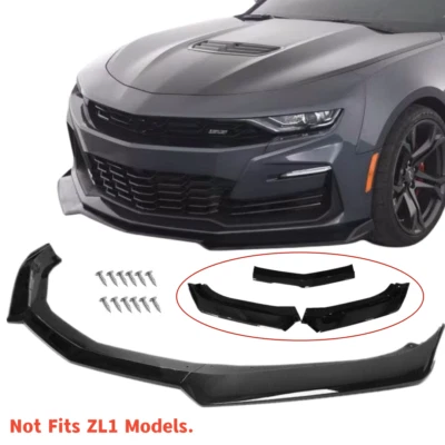 For 2016-2024 Chevy Camaro LT1 LT SS LS RS Gloss Black Front Bumper Lip Splitter Foto 1 de 4