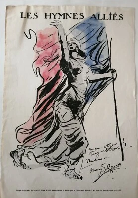 Affiches Henry de Groux "Les Hymnes Alliés" papier vélin période début XX   - Photo 1/4