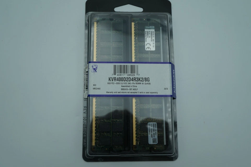 Kingston 8gb PC2 - 3200 CL3 ECC 240 (2x4gb) (740617085297) (KVR400D2D4R3K2/8G) - Image 1 of 3
