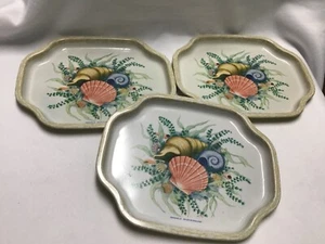 Seashell Coaster Trays Elite Trays Made in England Set of 3 7.5” Beach Decor - Picture 1 of 4