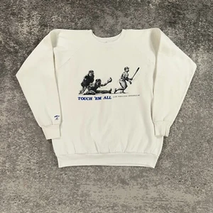 Vintage Baseball Sweatshirt Mens XL White Crew Neck Raglan 80s Kirby Puckett USA - Picture 1 of 14