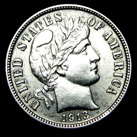 1913 Barber Dime Silver  ---- Gem BU Details Coin  ---- #GG134 Cover
