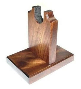 Walnut Wood Gun Rack Revolver Handgun Pistol Stand Display - Plain Base - Picture 1 of 2