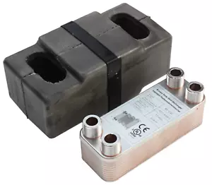 Plattenwärmetauscher + Isolation B3-12-20 mit 4x3/4 Zoll Anschl. 45kW Edelstahl - Bild 1 von 7