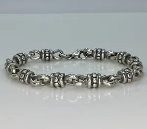Retired James Avery Beaded Thatch Oval Link Bracelet Sterling Silver  925 Rare - Picture 1 of 5