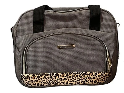 Bon Voyage Paris Travel Bag Brown/cheetah Small Carry On Zip Pockets 10”x14”x7” - Image 1 of 4