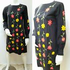 Vintage CASA MORELOS Black Hand Embroidered Mexican Dress - Size M