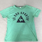 Le Coq Sportif Womens T-Shirt Size L Green Big Logo Short Sleeve Top