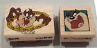 Lot de 2 timbres diable vintage 1996 caoutchouc Stampede USA Looney Tunes Tasmanie 