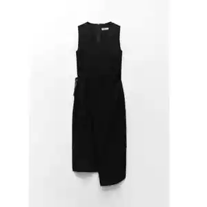 Zara The Marina Linen Wrap Black Dress size XS - Picture 1 of 10