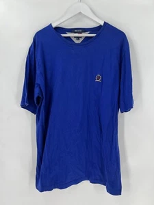 Tommy Hilfiger Vintage T Shirt Mens Large Blue Logo Embroidered Short Sleeves - Picture 1 of 11