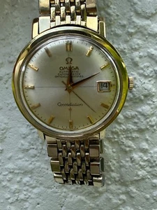 Omega Constellation Crosshair Dial Gold Cap Automatic 35.5mm Wristwatch- NICE - Picture 1 of 12