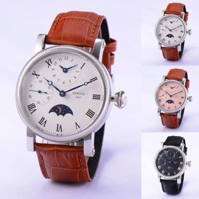 43mm Parnis Hand Winding Men Boys Casual Watch Small Second Stainless Steel Case - Image 1 of 4