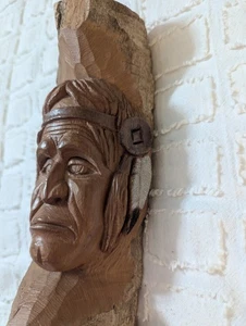 Holz Geist Schnitzerei Indianer signiert - Bild 1 von 11