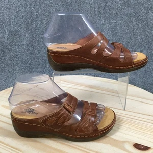Spring Step Sandals Womens 36 Brown Sunshine Wedge Slides Leather Comfort Open - Picture 1 of 17