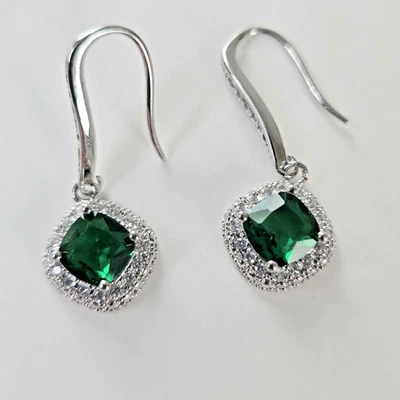 Pendientes halo verde esmeralda Foto 1 de 4