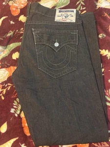 True Religion Jeans Billy Herren 38x33 gerade schwarz Denim Pattentasche USA - Bild 1 von 2