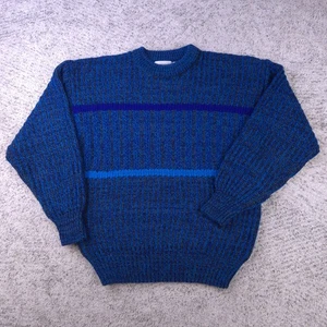 Vintage 90s Sweater Mens Medium Crew Neck Pullover Biggie Cosby Grandpa Blue EUC - Bild 1 von 7