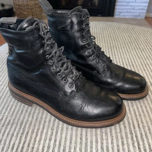 RAG & BONE OFFICER Herren Stiefeletten Schwarz Leder Größe 9 Schnürschuhe Vibram Heritage - Bild 1 von 13