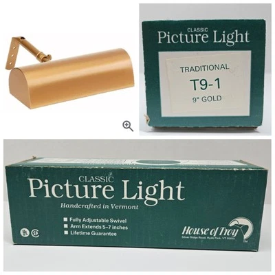 House of Troy T9-1 Gold 9” Picture Art Painting Light NEW IN BOX - Image 1 of 4