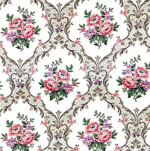 Dolls House Wallpaper 1/12th 1/24th scale Pink Quality Paper #07 - Imagen 1 de 4