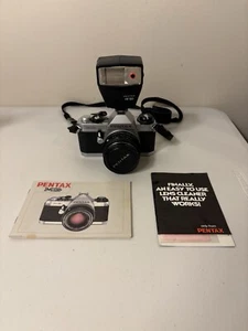 Pentax MG 35mm SLR Film Camera w/ 50mm F2 Lens + Flash - Picture 1 of 8