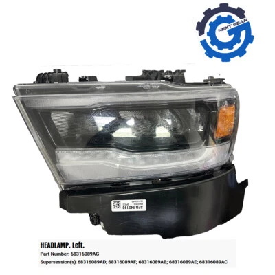 OEM Mopar Headlight Left LH LED For 2019-2023 Dodge Ram 1500 68316089AG - Image 1 of 4