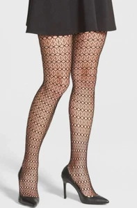 Nordstrom Women Geo Net Tights Black Size S/M - Picture 1 of 2