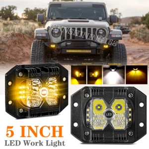 2PCS Flush Mount 5" Bumper LED Work Light Pods White/Amber Strobe Driving Fog - Picture 1 of 10