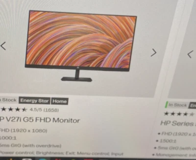 HP V27i G5 27" IPS FHD 75Hz, Monitor 5ms AMD FreeSync HDMI, DisplayPort & VGA - Image 1 of 4
