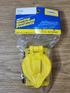 NEW Hubbell HBL Lift Cover Plate 50 AMP Twist Lock Receptacle Yellow - Picture 1 of 4