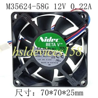 1pc Nidec M35624-58G 7025 7CM 0.22A 12V 3-wire Inverter Cooling Fan - Image 1 of 3