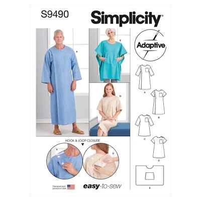 Simplicity Sewing Pattern S9490 Unisex Recovery Gowns and Bed Robe - Image 1 of 4