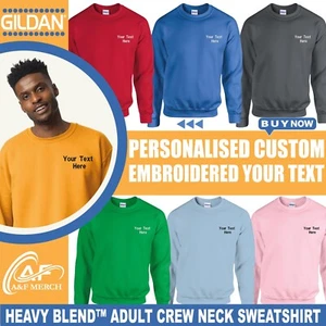 Personalised Custom Embroidered Unisex Gildan Heavy Blend Adult Sweatshirt - Picture 1 of 12