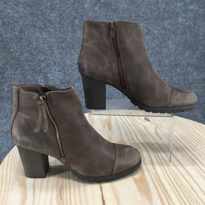 Clarks Boots Womens 10 M Verona Peach Ankle Bootie Taupe Block Heels 26137238 - Image 1 of 4