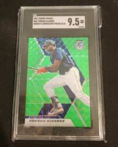2021 Panini Mosaic Yordan Alvarez Green Fluorescent Prizm 8/10 SGC MINT + 9.5 
