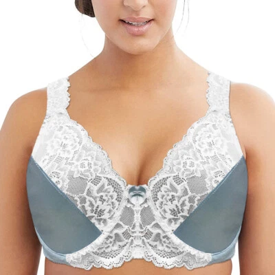 Women's Sexy Luxury Lace Bra Large Bosom Underwired Firm Hold Plus Size Full Cup - Image 1 of 4
