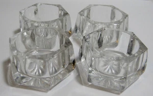 Set of 4 Vintage Clear Glass 6-Sided Individual Salt Cellars Servers - Picture 1 of 3