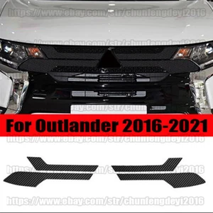 For Mitsubishi Outlander 2016-2021 carbon fiber Front Grille Grill Strip Sticker - Picture 1 of 5