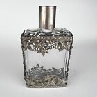 Vintage Glass Silver Plated Flask Flacon Bottle for Parfume Italy Marked
