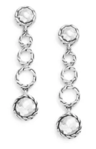 NEW! JOHN HARDY STERLING SILVER LONG ROUND DROP EARRINGS/MSRP $395 - Picture 1 of 4
