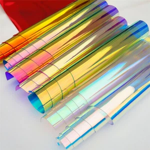 Iridescent Holographic Transparent PVC Fabric Vinyl Material Bow Craft Clear Bag - Picture 1 of 31