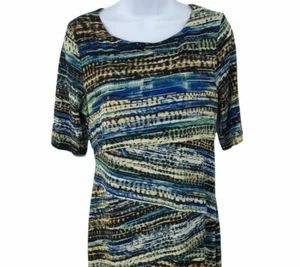 Abstract Striped Southwest Dress Womens Size 6 Asymmetrical Tiered - Picture 1 of 9